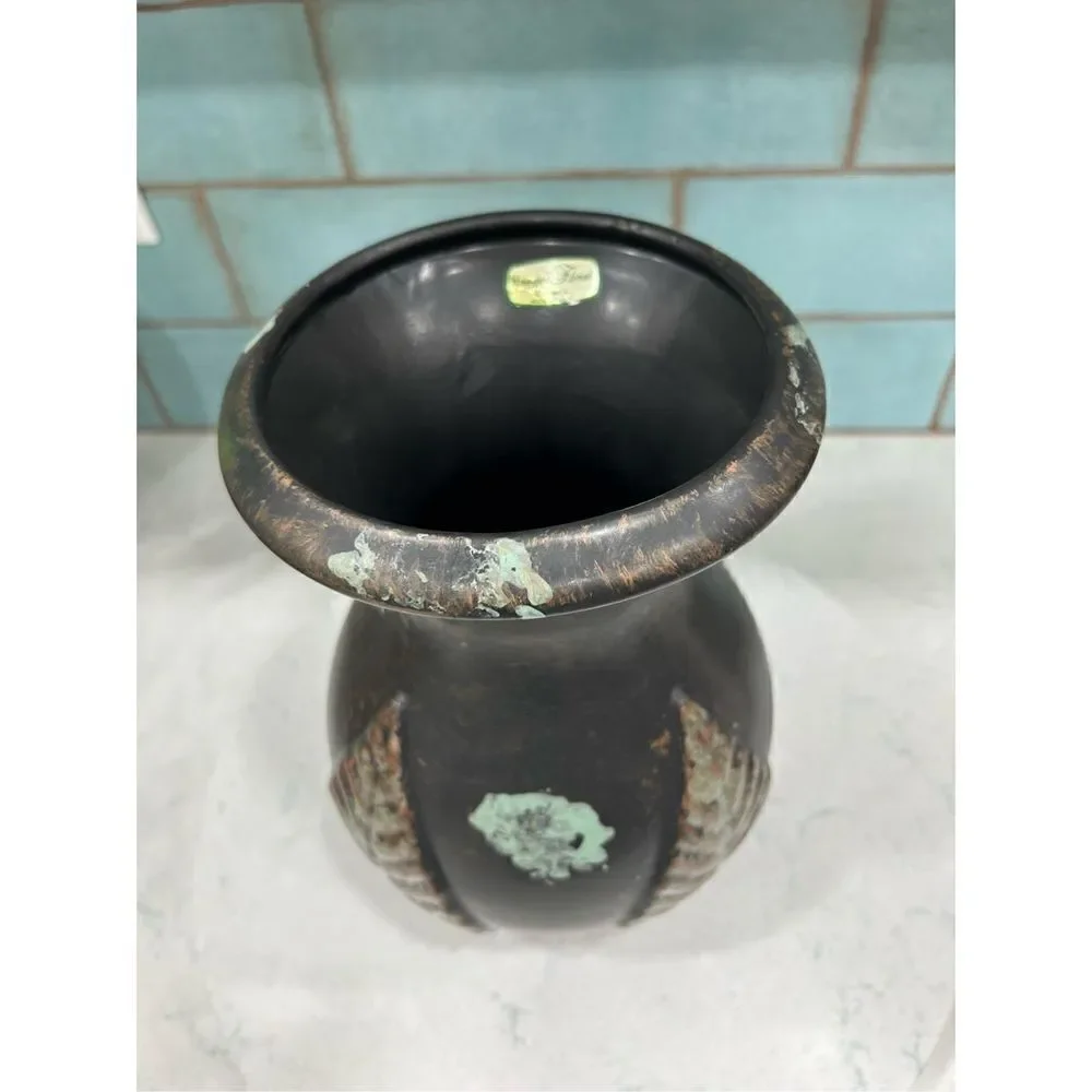 Haeger Flower Vase One Size Copper Brown Mottled Glaze Pottery Vintage